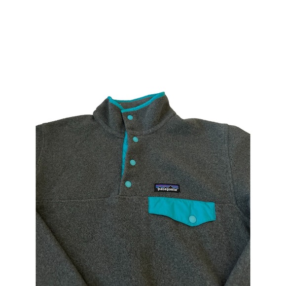 Patagonia Grey/Teal Synchilla Snap Tee Fleece Pullover Size S - Picture 4 of 7